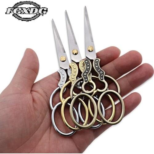 Embroidery and Sewing Scissors for Metal Sewing Thread Cutter Craft Supplies Scissors Stainless Steel Vintage Golden Scissors
