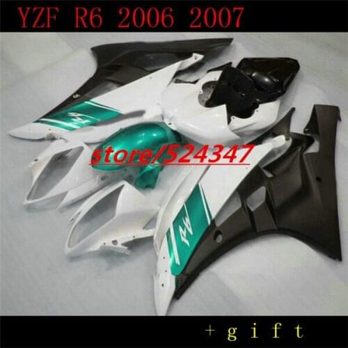 B 06 07 YZF R6 Fairings black White green 2006 YZF600 R6 2007 Fairing Kits Motorcycle Accessories & Parts