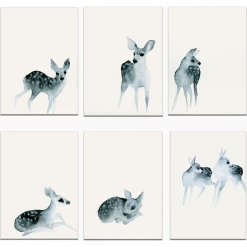 Deer Canvas Art Poster Cute Animal Poster Canvas Print Painting Wall Art Living Room Home Decoration
