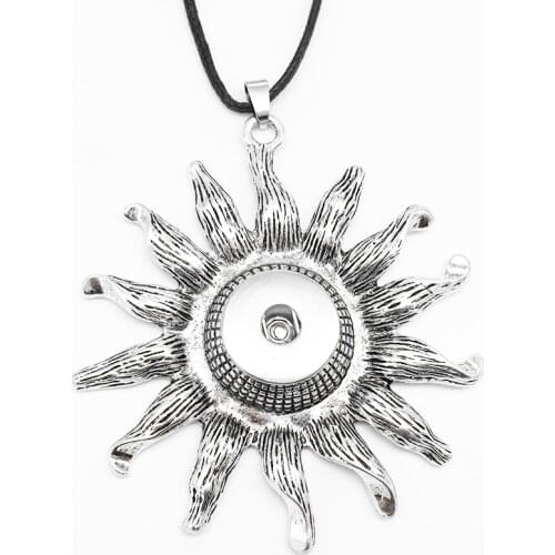 Sun flower Retro 18MM metal snap button Necklace Pendant NW5652