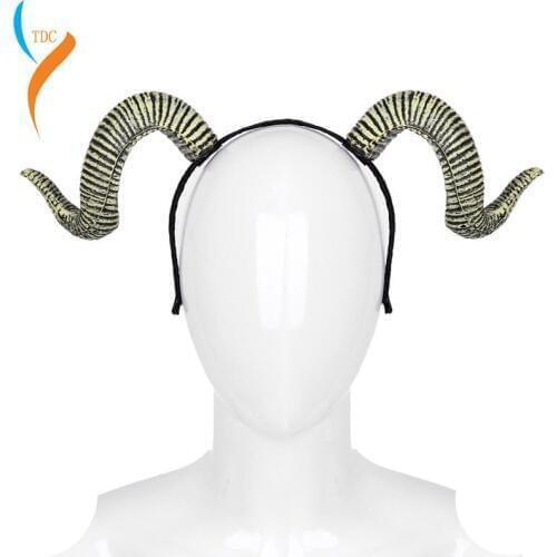 Halloween Burning Man Festival Sheep Horns Hairband Carnival Party Devil Costume Bull Ram Goat Horn Headband vocaloid cosplay