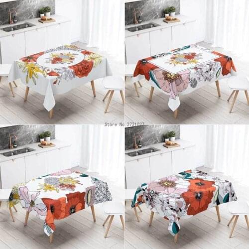 American Retro Morandi Line Flower Flower Cluster Flower Tablecloth Rectangular Coffee Table Table Mat Hotel Tablecloth