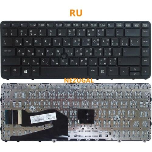 RU Replacement Keyboard for HP EliteBook 840 G1 850 G1 840 G2 850 G2 Laptop Gray Frame Black Key Russian