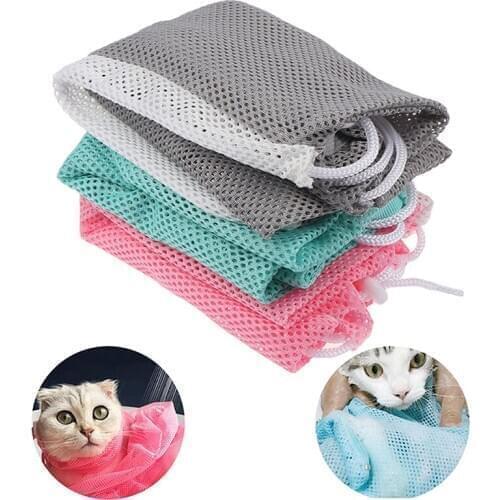 Useful Mesh Cat Grooming Bath Bag Cat Supplies Washing Bags For Pet Bathing Nail Trimming Injecting Anti Scratch Bite Restraint