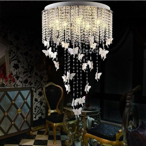 SHIXINMAO LED Crystal Apple 6 new living room ceiling rectangular bedroom study stainless steel crystal ceiling lamp