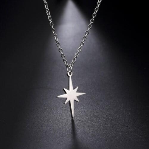 Teamer 316L Stainless Steel Necklace for Women North Star Pendant Necklace Minimalist Choker Temperament Jewelry Clavicle Chain