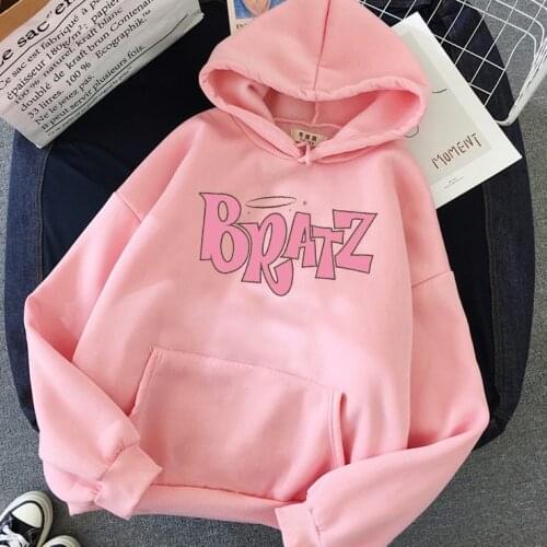 Bratz Letter Hoodie Harajuku Vintage Sweatshirt Unisex Women Aesthetic Camisas Student Fashion Hooded Sweatshirt Long Sleeve Men