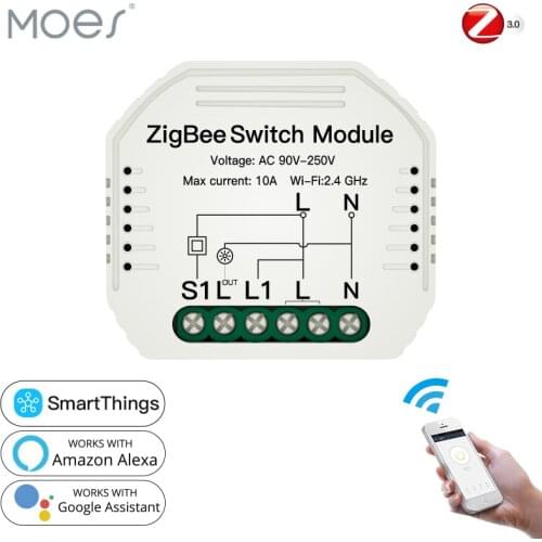 Tuya ZigBee 3.0 Smart Light Switch Module Smart Life/Tuya Wireless Remote Control, Work with Alexa Google Home for Voice Control
