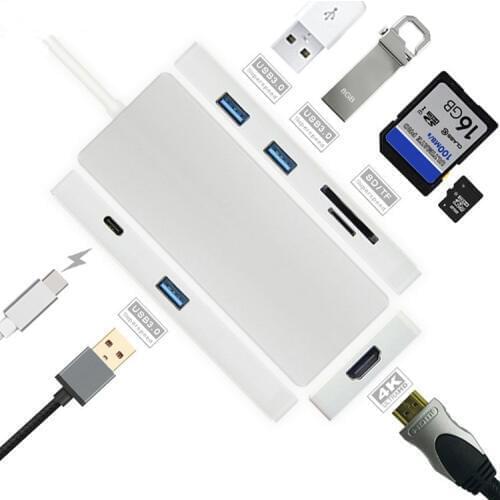 High Speed 3.0 USB Type C Hub USB C 7 in 1 Combo Hub with Charging Port for Macbook 12 Inch Card Reader