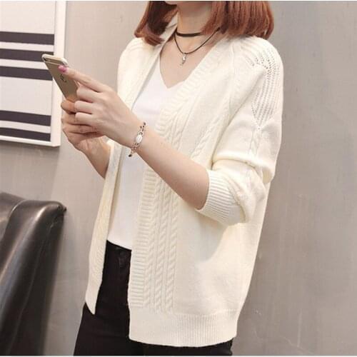 Female Outerwear Coat Loose Jacket Top Knitted Cardigan Sweater Women 2020 New Autumn Winter Long Sleeve Sweaters Hollow