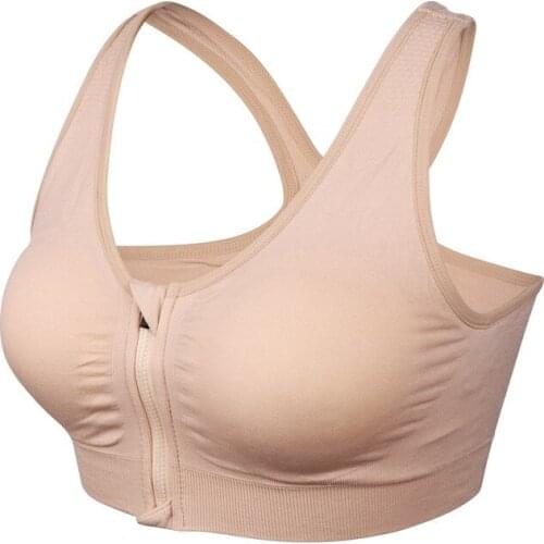 Fitness Running Gym Yoga Vest Top for Women Women Front Zipper Push Up Sports Bras S-Xl Xxl Shockproof Padded Wirefree