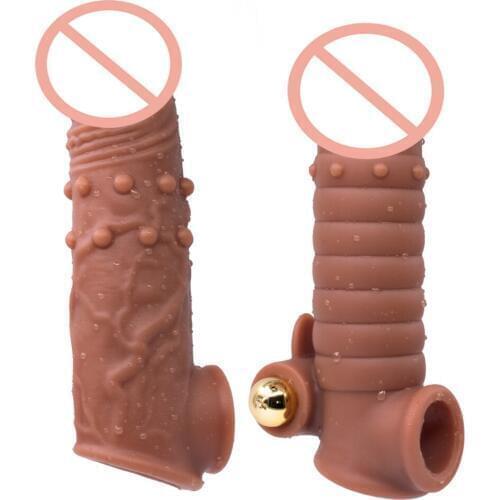 Liquid Silicone Penis Enlargement Condoms Sex Toys For Men Realistic Penis Cock Extension Sleeves Reusable Condom Penis Extender