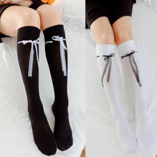 1Pair Cosplay Stockings School Student Stockings Spring Summer Opaque Knee-high Elastic Women Sexy Lace Stockings