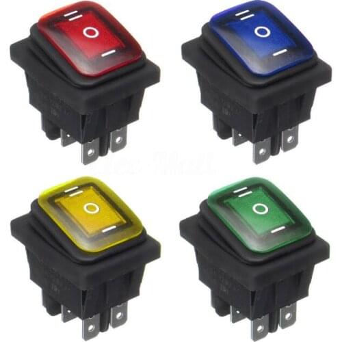 1PCS 16A 250VAC / 20A 125VAC 16A LED Lignt Rocker Toggle Switch Momentary Car Boat On-off-On 6PIN waterproof