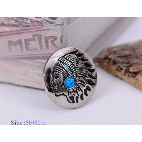 10Pcs 30mm Southeast Tribal Turquoise Indian Head Sewing Coat Cothes Closures Connector Leathercraft conchos Shank Button