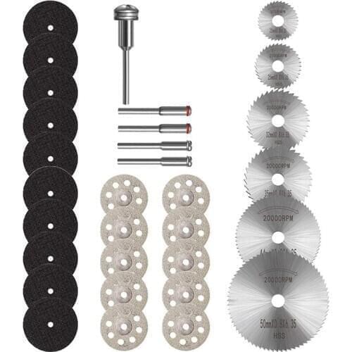 31Pcs Cutting Discs for Dremel Rotary Tool Diamond Cutting Wheel and HSS Circular Saw Blades and Resin Cutting Wheels