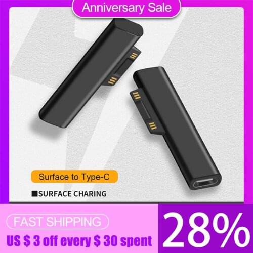 15V/3A USB C Female PD Fast Charging Plug Converter for Microsoft Surface Pro 3 4 5 6 Go Surface Book 1 2 3 Type C Power Adapter
