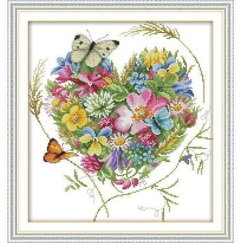 Butterflies love flowers 13 cross stitch kit aida 14ct 11ct count printed canvas stitches embroidery DIY handmade needlework