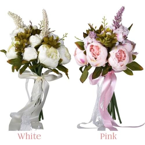 Behogar Vintage Bridal Bouquet Artificial Flowers Bouquet for Wedding Engagement Party Decorations Valentines home decore