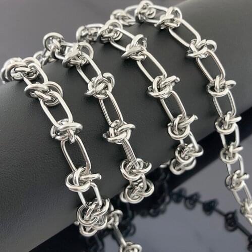 1M Stainless Steel Never Fade Knot Chains Handmade Punk Necklace Bracelets For DIY Jewelry Making Findings Wholesale Width 6mm