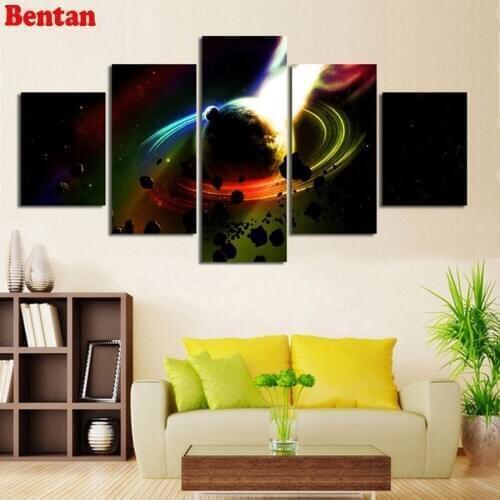 5D round diamond embroidery 5 Panel Universe Landscape diamond painting square by hand 3d picture rhinestones home decor