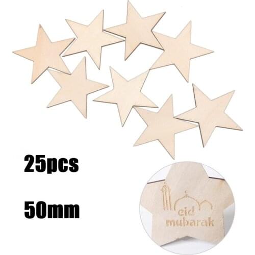 Natural Unfinished Blank Wood Wooden Stars 25 Pcs DIY Decor Crafts Home Decor For Art and Craft Projects