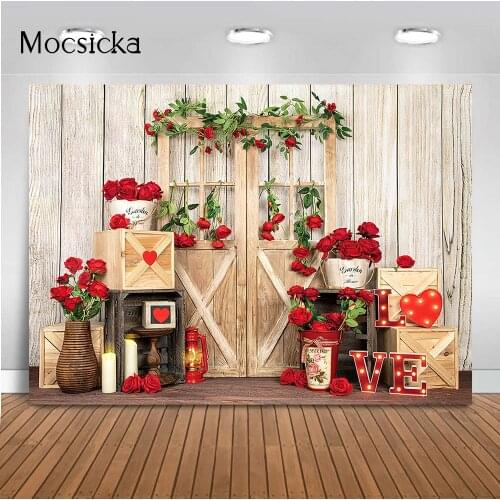 Valentines Day Roses Door Backdrop Garden Rose Flowers Newborn Children Portrait Photography Background Love Heart Light Vases