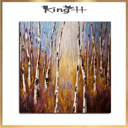 Arte de pared hecho a mano de artista pintura al óleo abstracta moderna árboles de bosque hermoso paisaje en lienzo cuadros de p