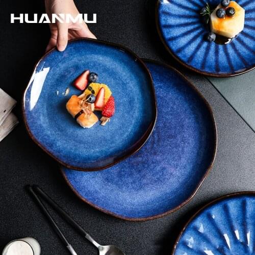 Ceramic Dinner Steak Plate Japanese Creative Sushi Pasta Dish Plate Irregular-Shaped Hotel Household Tableware тарелки для еды