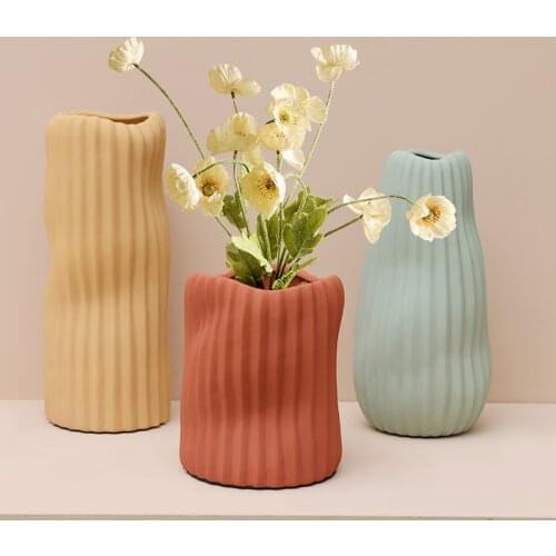 Nordic style Irregular geometric shapes Ceramic Vase Simple Creative Straight Flowerpot DIY Decorativos Living Room Home Decor
