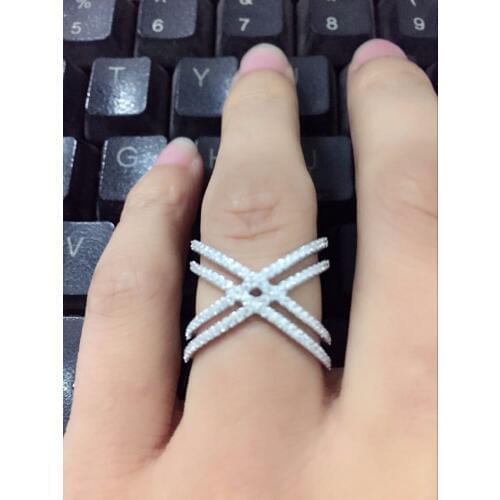 2018 smicro pave stones Shinny High polish 925 sterling silver X cross women rings fashion jewelry