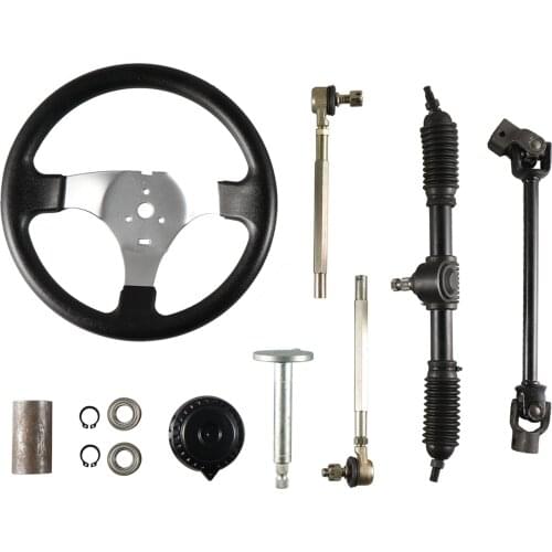 Steering Wheel Assembly Set 110cc Go Kart Tie Rod Rack Adjustable Shaft New