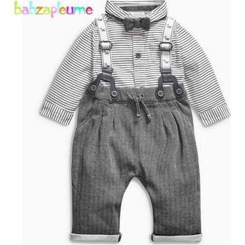 2Piece/0-2Years/Spring Autumn Baby Boys Clothing Sets Gentleman Suits Infant Jackets+Stripe T-Shirt+Pants Newborn Clothes BC1288
