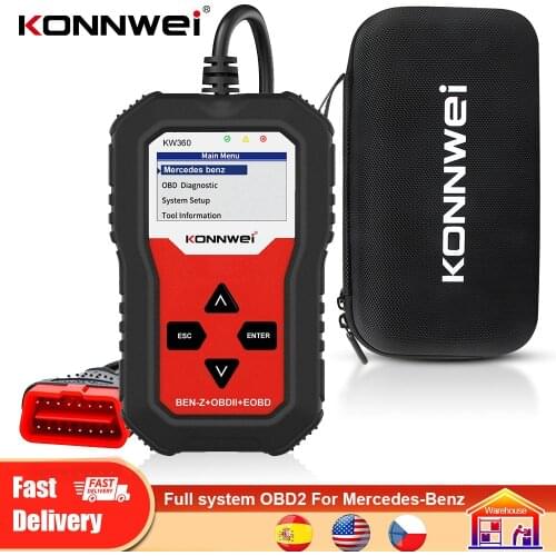 KONNWEI KW360 OBD2 Professional 2021 Latest Automotive Diagnostic Scanner OBDII Code Reader Car Diagnostic Tool for Benz series