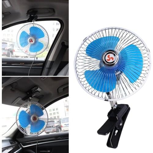 24V Mini Electric Auto Car Fan Low Noise Clip-on 25W Summer Cooling Fan Truck Vehicle Wind Air Cooler Conditioner Fans