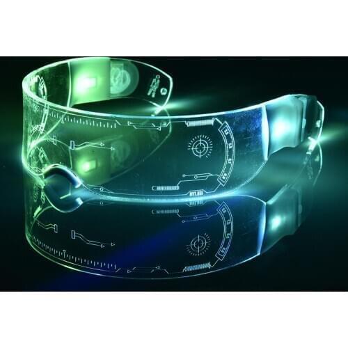 2020 New LED Luminous Glasses Futuristic Electronic Visor Glasses Light Up Glasses Prop for Halloween Festival Performance