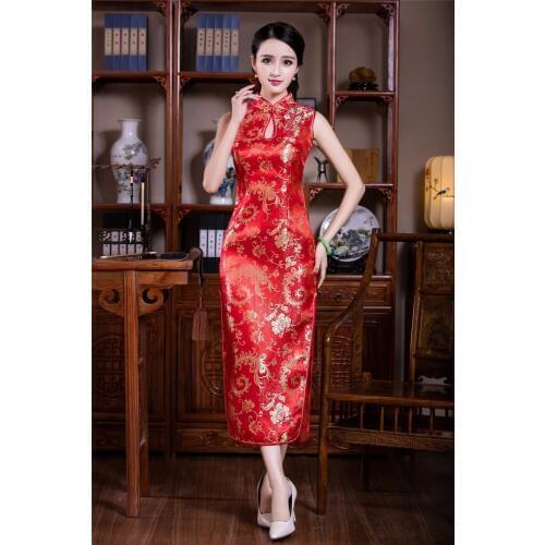 Shanghai Story new sale Sexy Chinese Womens Clothing Satin Chinese Dress Cheongsam wedding dress Long Qipao