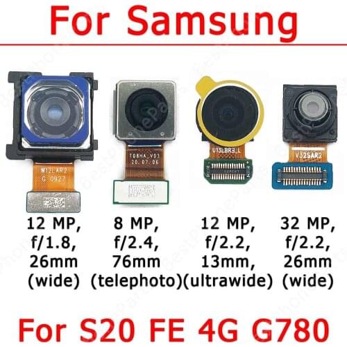 Original Rear Front Camera For Samsung Galaxy S20 FE 4G Lite Frontal Selfie Back Facing Backside Camera Module Spare Parts