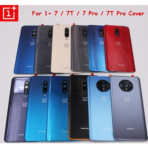 Original Oneplus 1+7 7T 7 T Housing Back Cover Glass Rear Door Phone Replacement Repair Case One Plus 7 7T Pro With Camera Lens