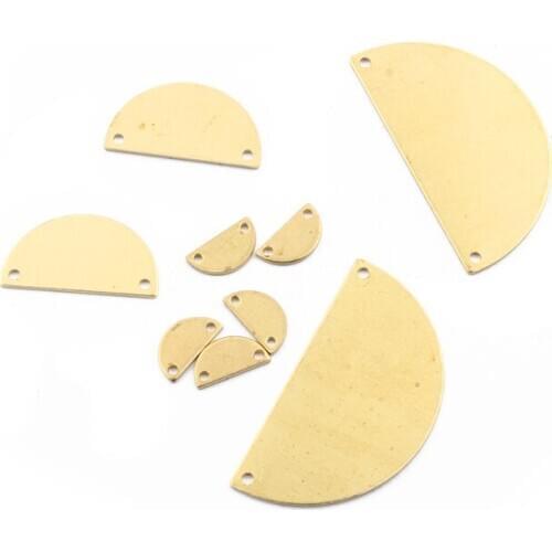 1pack Charms Semicircle Shape Stamping Disc Pendant Connector Raw Brass Fashion Necklace Bracelet Earring Making Findings