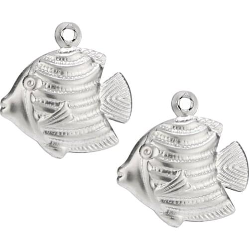 10pcs/lot Stainless Steel Gold Tone Charms 17*18mm Fish Pendants Connectors For DIY Jewelry Making Findings Supplies Top Quality