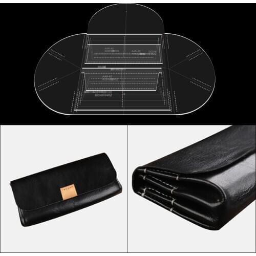 Durable Acrylic Wallet Leather Template DIY Leathercraft Long Zip Wallet Purse Stencil Sewing Pattern 23*11*3cm