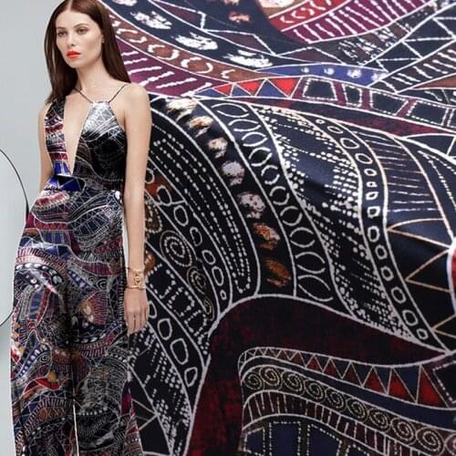 Printed Silk Stretch Satin Fabric Spandex Smooth and Comfortable Shirt Dress Pajamas Fabrics by Meter Cloth Material