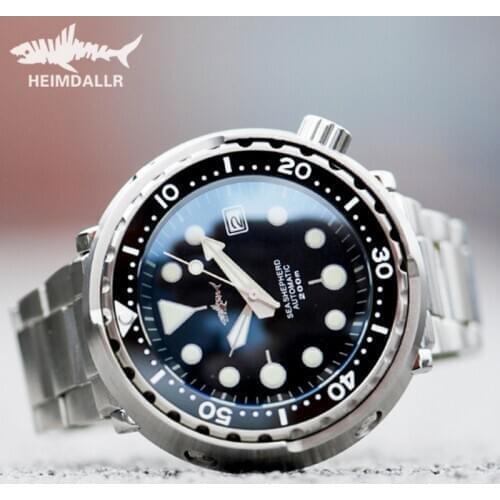 HEIMDALLR Steel Tuna Diver Watch Automatic NH35 Sapphire Crystal Mechanical Wristwatch C3 Super Luminous 47mm 316L Steel Case