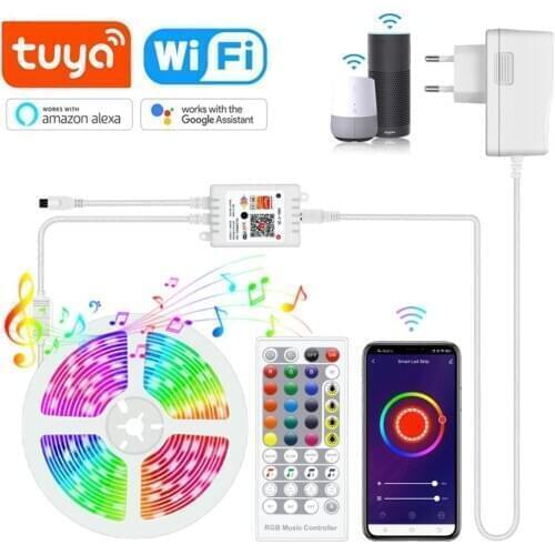 Tuya WiFi LED Strip light RGB Controller 12V Smart Life Music Sync DJ Disco Lamp Build-in Microphone Work With Alexa Google Home