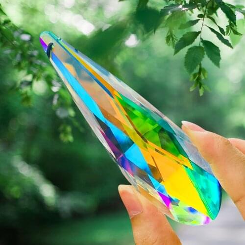 120mm Fire Polished AB Color Long Water Drop Crystal Chandelier Prism Suncatcher Aurora DIY Weding Decor Prop Lighting Accessory