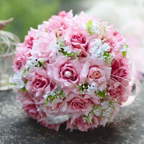 Tanpell Best Cloths Pink Flowers Wedding Bouquet Handmade Pearl Decorating Bridal Bouquet Flowers 2019