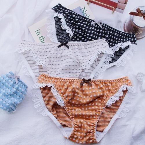 SP&CITY Cute Strawberry Cartoon Underwear Women Ruffle Lace Sexy Seamless Panties Girl Sweet Bow Cotton Briefs Female Lingerie