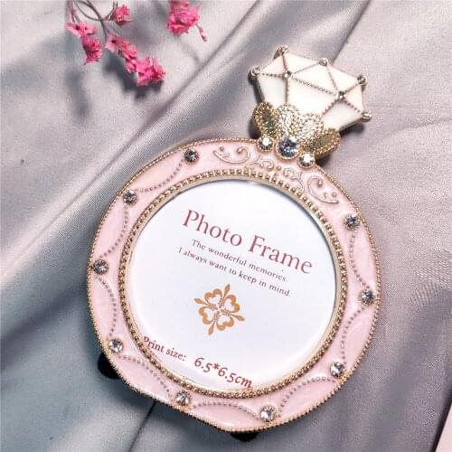 Creative Crown Photo Frame Luxury Style Wedding Gift Craft Home Decoration Round Diamond Photo Frame Nordic DIY Frames