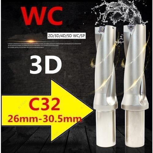 WC SP C32 3D SD 26 27 28 29 30 mm Indexable Insert Drill High Quality U Drilling Precision CNC Lathe Expanding Drill Tool